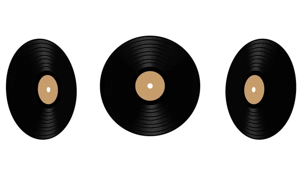 Gramofon vinyl Lp rekord, narancsszínű címke. Régi vintage fekete hosszú játszani zenei album korong 33 rpm. Vektoros illusztráció. — Stock Vector