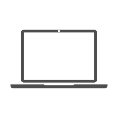 Modern dizüstü bilgisayar simgesini açık manzaralı. İzole vektör çizim.