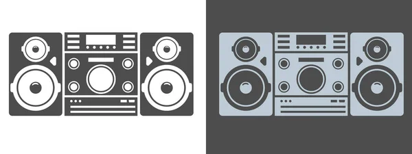 Simbolo o icona della silhouette del sistema audio del centro musicale rumoroso. Illustrazione vettoriale . — Vettoriale Stock