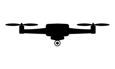 Drone veya quadrocopter hava kamera simgesi en az tarzı ile. Vektör çizim.
