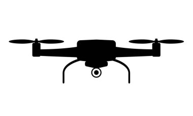 Drone veya quadrocopter hava kamera simgesi en az tarzı ile. Vektör çizim.