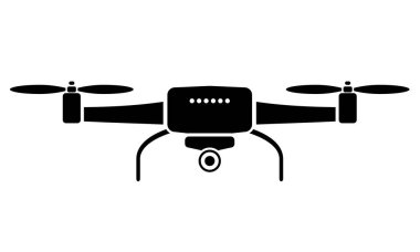 Drone veya quadrocopter hava kamera simgesi en az tarzı ile. Vektör çizim.