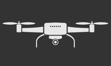Drone veya quadrocopter hava kamera simgesi en az tarzı ile. Vektör çizim.