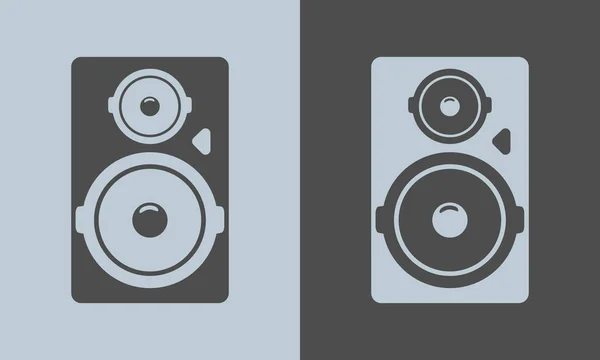 Schwarzes, hohes akustisches Soundsystem oder Lautsprechersymbol. Vektorillustration. — Stockvektor