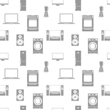 Eşyaları elektrikli ev aletleri seamless modeli. Vektör çizim.