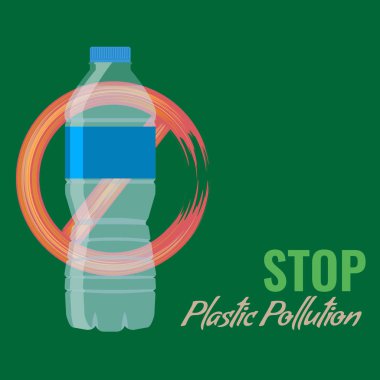 Plastik reklam şablon yok. Plastik Çöp karşı protesto. Vektör çizim.