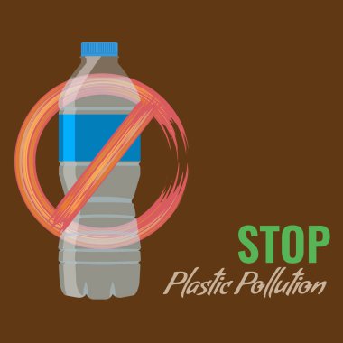 Plastik reklam şablon yok. Plastik Çöp karşı protesto. Vektör çizim.