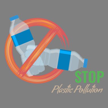 Plastik reklam şablon yok. Plastik Çöp karşı protesto. Vektör çizim.