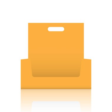 Boş karton görüntü kutusu mockup açık bakış açısı ile. Gerçekçi çizim.