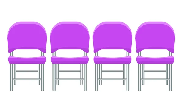 Groupe de chaises en plastique violet avec design de couleur plate et solide . — Image vectorielle