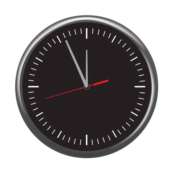 Conjunto de iconos de reloj de oficina de pared negra que muestra cinco minutos a doce. Ilustración vectorial . — Archivo Imágenes Vectoriales