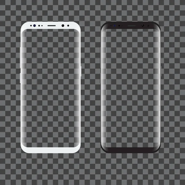 Neue schwarz-weiße Smartphone-Modell isoliert mit leerem Bildschirm. Vektorillustration. — Stockvektor
