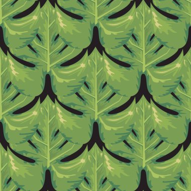 Egzotik yaprak suluboya tarzı ile sorunsuz. Trendy düz renk stil vektör çizim.