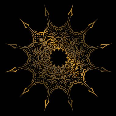 Elegance daire geometrik kabile süsleme, İslam mandala plakalı. Altın rengi vektör çizim