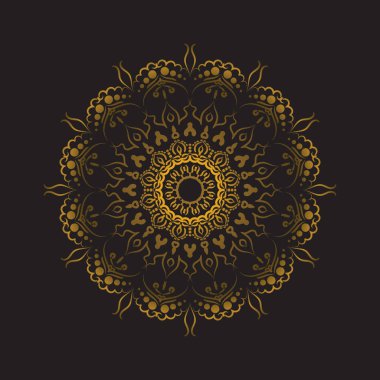 Elegance daire geometrik kabile süsleme, İslam mandala plakalı. Altın rengi vektör çizim