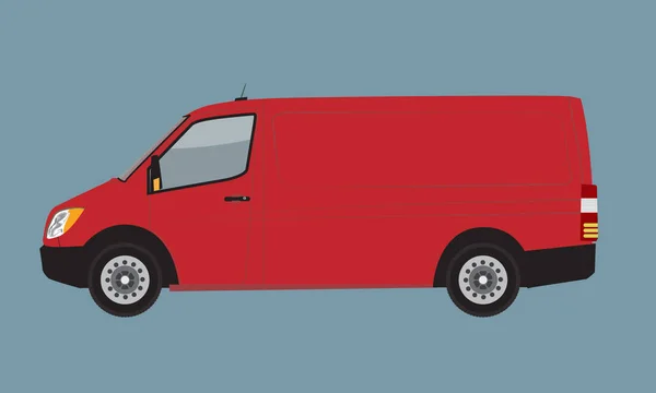 Kırmızı kargo iş Van marka ve kurumsal kimlik için sahte. Navlun Mini Van araç düz vektör çizim. — Stok Vektör