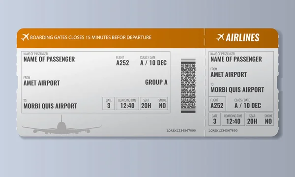Airline boarding pass or air ticket design template. Realistic Vector illustration.