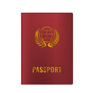 Gerçekçi pasaport kadar sahte. Vektör çizim. Kırmızı renk.