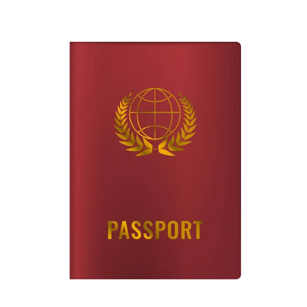 El pasaporte realista se burla. Ilustración vectorial. Color rojo . — Vector de stock