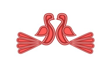 Halı veya plaka Vintage antika kuş sembolü. Vektör çizim.