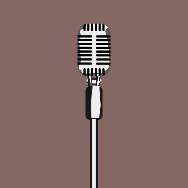Cartoon style vintage retro microphone mockup with front view. Vector illustration. — Stock Vector