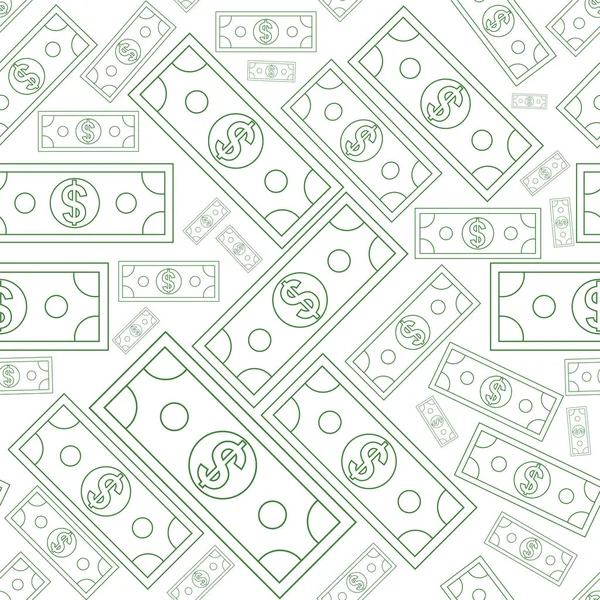 Dollari soldi texture senza soluzione di continuità con lo stile linea arte. Illustrazione vettoriale . — Vettoriale Stock