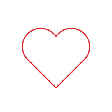 Kalp kırmızı anahat düz Stil simge. Vektör çizim.