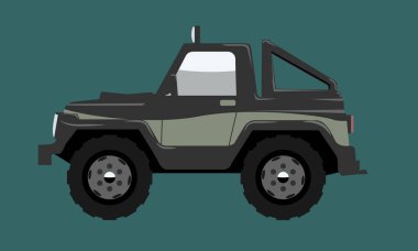 Kompakt Offroad Suv araba yan görünüm. Araç konsepti karikatür düz renk vektör çizim.