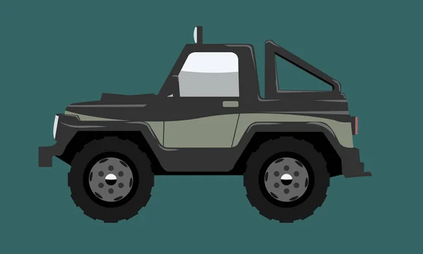Vedere laterală compactă a SUV-ului Offroad. Conceptul vehiculului Desen animat Flat color vector ilustrare . — Vector de stoc