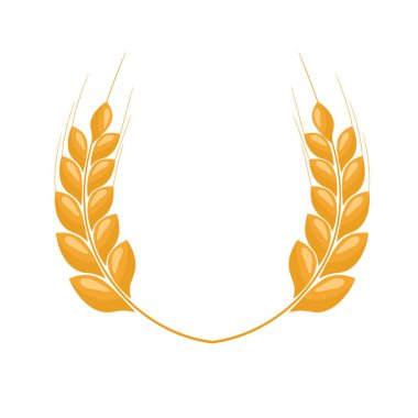 Paddy buğday kulaklar için logo veya sembol stil defne. Düz renk stil tasarlamak vektör.
