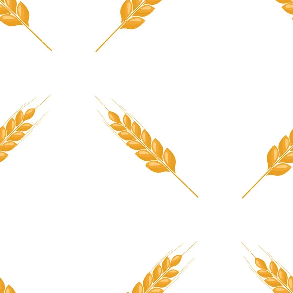 小麦穗无缝的背景。有机耳粒纹理花纹纺织品。平的向量例证. — 图库矢量图片