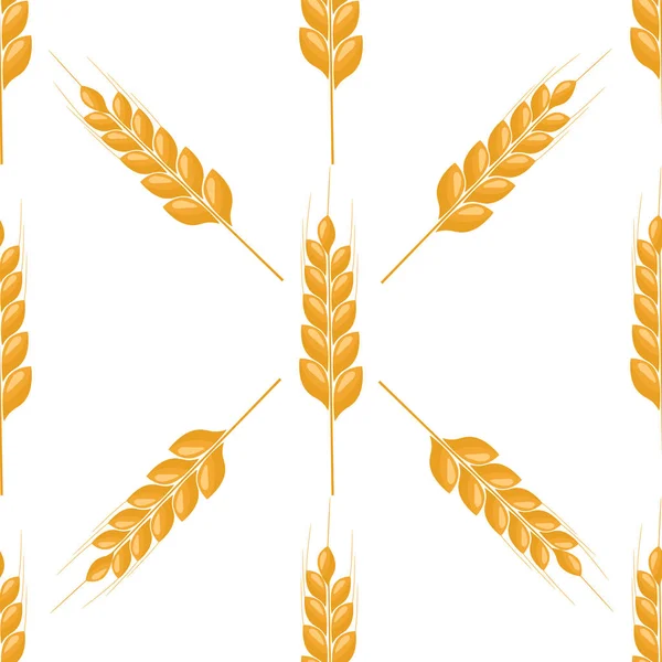 Espiga de trigo sin costura de fondo. Patrón texturizado de grano de oído orgánico textil. Ilustración vectorial plana . — Vector de stock