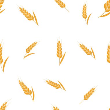 Buğday Başak sorunsuz arka plan. Organik kulak tahıl dokulu deseni Tekstil. Düz vektör çizim.