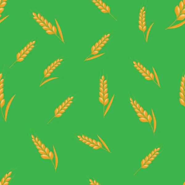Wheat spike seamless background. Organic Ear grain textured pattern textile. Flat Vector illustration. — Stock Vector