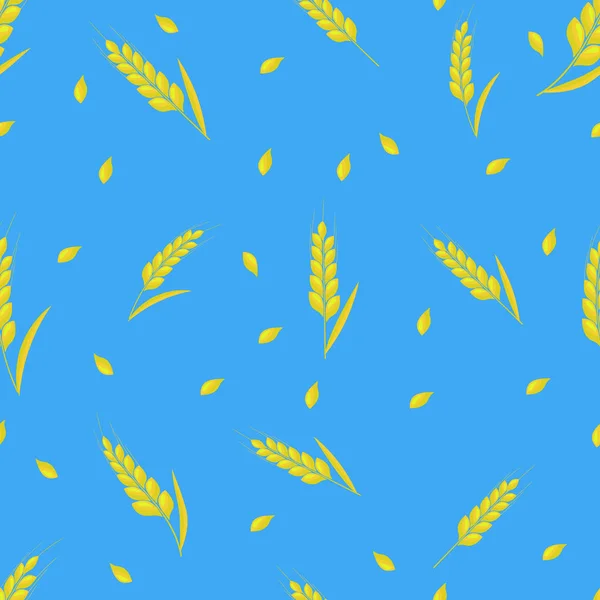 小麦穗无缝的背景。有机耳粒纹理花纹纺织品。平的向量例证. — 图库矢量图片