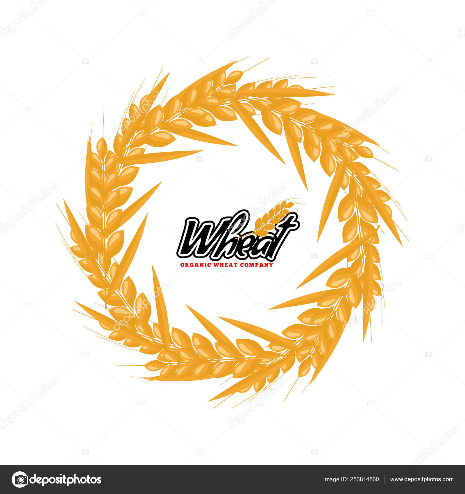 Wheat Logo Design With Circle Or Round Shape Geometrical Style