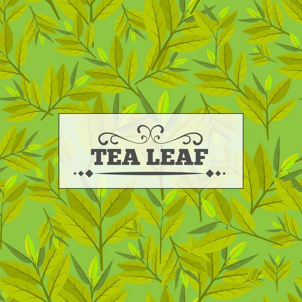 Tea leaf Seamless pattern for your background. Young May month leaf crop. Flat vector illustration. — Stock Vector