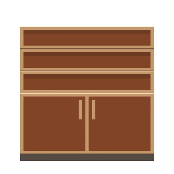 Lege meubel kast of kast in bruine kleur. Platte stijl vector illustratie. — Stockvector