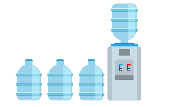 Ikona dávkovač chladiče vody v kanceláři s velkými lahvemi. Vektorová ilustrace. — Stockový vektor