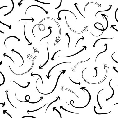 El çizilen okları seamless modeli. Yaratıcı arka plan. Vektör çizim.