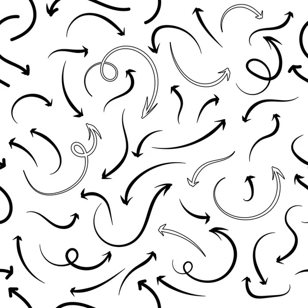 Handgezeichnete Pfeile nahtloses Muster. kreativer abstrakter Hintergrund. Vektorillustration. — Stockvektor