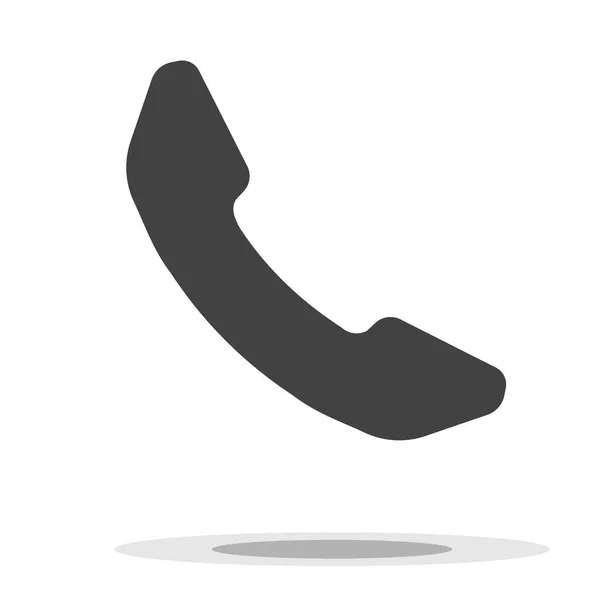Ikona telefonu s plochou černou barvou. Symbol pevného telefonu pro koncept kontaktu. Vektorová ilustrace. — Stockový vektor