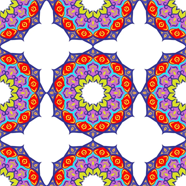 Colorido Mano dibujado mandala floral sin costuras de fondo. Ilustración vectorial . — Archivo Imágenes Vectoriales