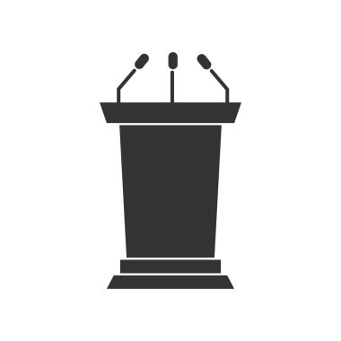 Tasarımınız için Sağlam Tribün veya Podyum siluet Simgesi. Vektör çizimi.