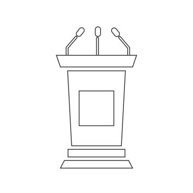 Tasarımınız için Sağlam Tribün veya Podyum siluet Simgesi. Çizgi sanat tarzı ile Tribün. Vektör çizimi.
