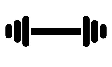 Tasarımınız için Siyah Dumbbell simgesi. Bumbbell silueti izole. Vektör çizimi.