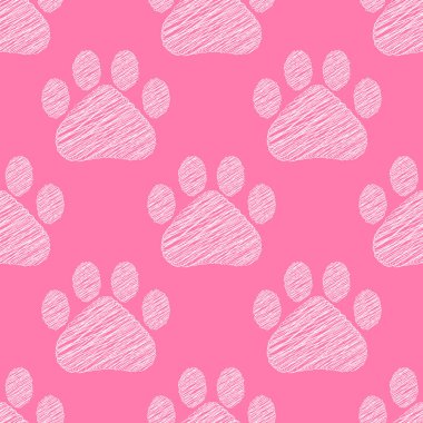 El çizilmiş doodle tarzı kedi ayak izi sorunsuz arka plan dokusu. Vektör çizimi.