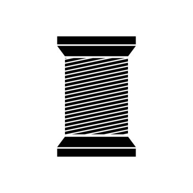 Siyah renk terzi iplik bobin simgesi izole. Vektör illüstratör.