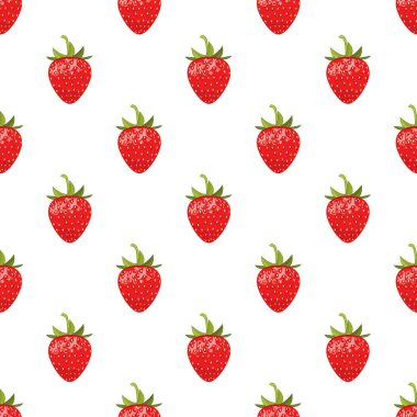 Çilek ile dikişsiz desen. Düz ve düz renk tasarımı .