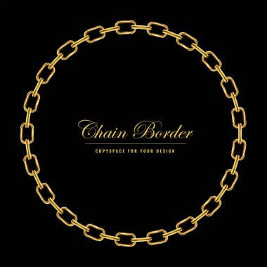Altın Zincir Kare Kenarlık Çerçevesi. Altın renk ile Daire Kenarlık. Takı Tasarımı. Vektör çizimi.